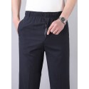Men's Pants Pocket Solid Color Comfort Breathable Full Length Pants Daily Sports Stylish Casual / Sporty Black Khaki Micro-elastic / Summer