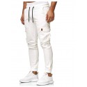 Men's Streetwear Jogger Chinos Sweatpants Elastic Waistband Drawstring Multi Pocket Full Length Pants Micro-elastic Solid Colored Cotton Mid Waist White Black Gray Army Green Khaki S M L XL XXL
