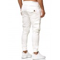 Men's Streetwear Jogger Chinos Sweatpants Elastic Waistband Drawstring Multi Pocket Full Length Pants Micro-elastic Solid Colored Cotton Mid Waist White Black Gray Army Green Khaki S M L XL XXL