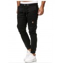 Men's Streetwear Jogger Chinos Sweatpants Elastic Waistband Drawstring Multi Pocket Full Length Pants Micro-elastic Solid Colored Cotton Mid Waist White Black Gray Army Green Khaki S M L XL XXL