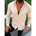 Men's Shirt Solid Color Collar Green White Black Orange Beige Long Sleeve Outdoor Street Button-Down Tops Cotton Fashion Casual Comfortable / Summer / Spring / Summer