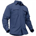 Men's Shirt Cargo Shirt Shirt Jacket Solid Color Turndown Black Blue Gray Long Sleeve Outdoor Street Button-Down Tops Fashion Casual Breathable Comfortable
