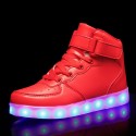 Men's Sneakers LED Light Up Shoes USB Charging Walking Shoes Breathable Wear Proof Outdoor High Top Dailywear School PU Red Pink Gold Summer
