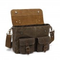 Men's Unisex Laptop Bag Briefcase Cowhide Zipper Solid Color Daily Holiday Office & Career ArmyGreen Black Brown