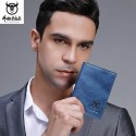 Men's Wallet Cowhide Zipper Solid Color