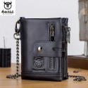 Men's Wallet Nappa Leather Zipper Solid Color Daily Office & Career