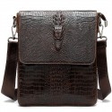 Men's Retro Leather Bag Messenger Bag Mobile Phone Bag Messenger Bag Crossbody Bag Nappa Leather Cowhide Zipper Crocodile Daily Black Coffee